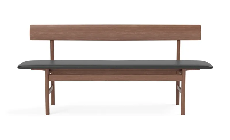 The Mogensen Bench van Fredericia in Leather Omni 301, Black, Smoked oak, oiled – productfoto