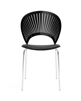 Trinidad Chair Seat upholstered by Fredericia in Leather Omni 301, Black, Black ash, FSC Mix 70%, Chrome – product photo 4 of 4