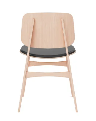 Søborg Wood Base Seat upholstered von Fredericia in Leather Omni 301, Black, Oak lacquer, FSC Mix 70% – Produktfoto 2 von 4