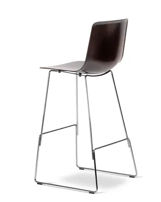 Pato Paper Sledge Barstool by Fredericia in Papershell w/black screws, FSC Mix 70%, Chrome, Sh 77 cm – product photo 3 of 4