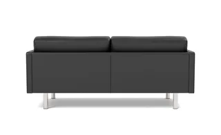 EJ220 Sofa, 2½ seater, 185 cm by Fredericia in Leather Omni 301, Black, Brushed chrome, round legs – product photo 2 of 4