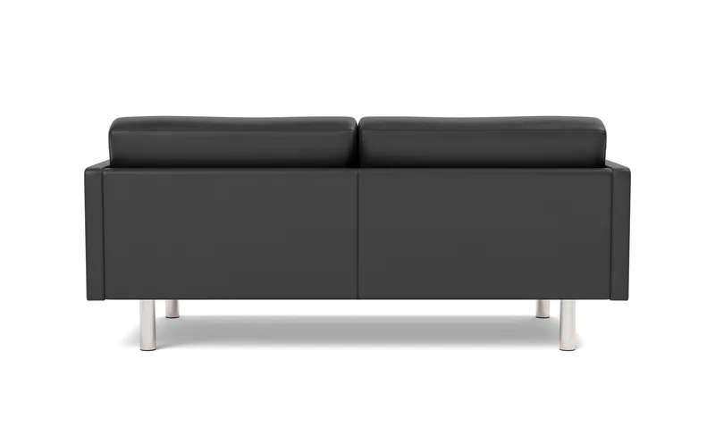 EJ220 Sofa, 2½ seater, 185 cm by Fredericia in Leather Omni 301, Black, Brushed chrome, round legs – product photo 2 of 4