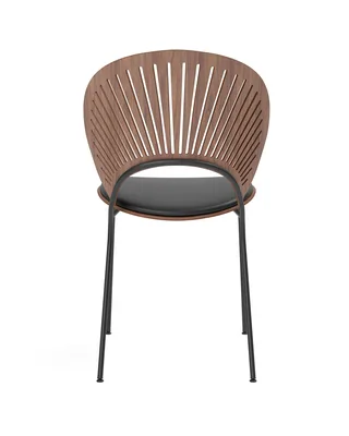 Trinidad Chair Seat upholstered de Fredericia en Leather Omni 301, Black, Walnut lacquer, FSC Mix 70%, Black, smooth – photo du produit 2 sur 4