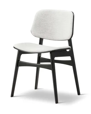 Søborg Wood Base Front upholstered von Fredericia in Hallingdal 110, Oak black lacquer, FSC Mix 70% – Produktfoto 1 von 4
