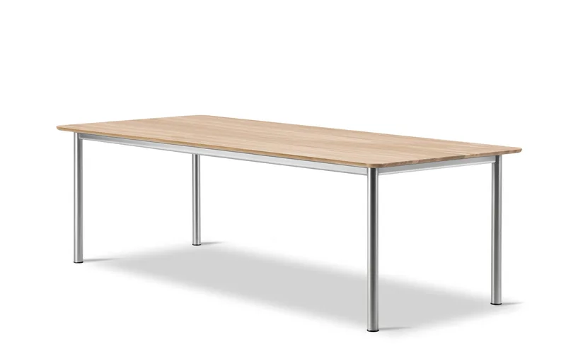 Plan Table 240 x 100 cm by Fredericia in Oak light oil, FSC Mix 70%, Brushed steel, 240 × 100 cm, height 73 cm – product photo 1 of 2