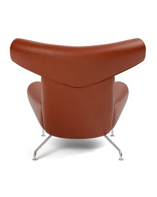 Wegner Ox Chair von Fredericia in Leather Cera 905, Russet brown, Piping as upholstery, Brushed stainless steel – Produktfoto 3 von 6