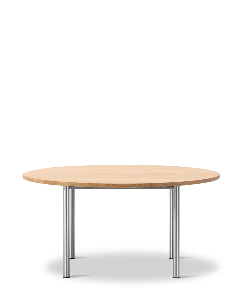 Plan Table Ø150 cm by Fredericia in Oak light oil, FSC Mix 70%, Brushed steel, Ø150 cm, height 73 cm – product photo 2 of 2