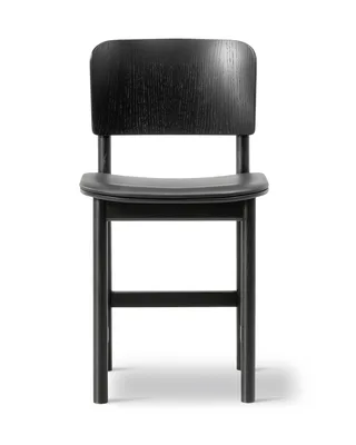 Plan Wood Chair Seat upholstered van Fredericia in Leather Omni 301, Black, Black ash, FSC Mix 70% – productfoto 4 van 4