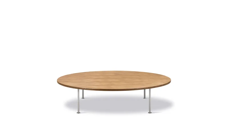 Wegner Ox Table Ø150 de Fredericia en Oak oil, Brushed stainless steel, 35 cm – photo du produit 2 sur 2