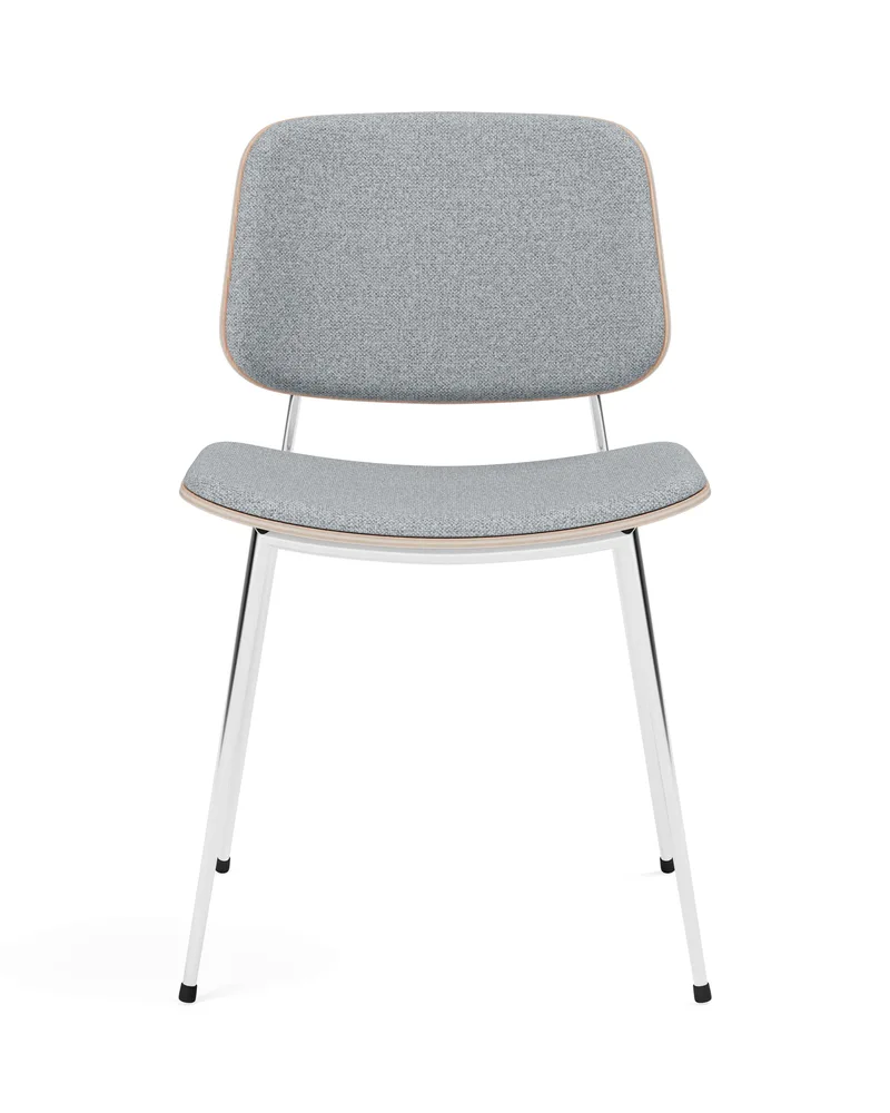 Søborg Metal Base Front upholstered by Fredericia in Hallingdal 130, Oak lacquer, FSC Mix 70%, Chrome – product photo