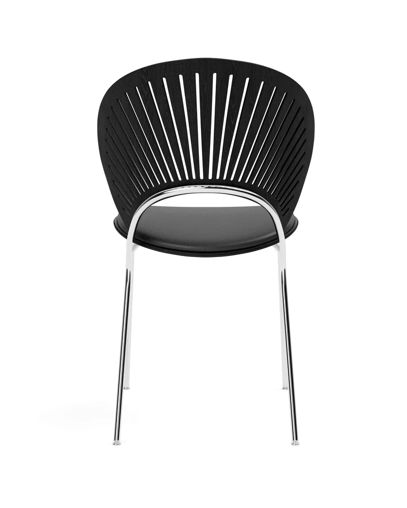 Trinidad Chair Seat upholstered by Fredericia in Leather Omni 301, Black, Black ash, FSC Mix 70%, Chrome – product photo 2 of 4