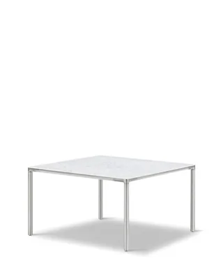 Piloti Alu, 75x75 cm van Fredericia in White Carrara, Brushed aluminium, 41 cm – productfoto 3 van 4