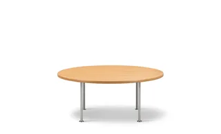 Wegner Ox Table Ø100 von Fredericia in Oak oil, FSC Mix 70%, Brushed stainless steel, 41 cm – Produktfoto 2 von 2