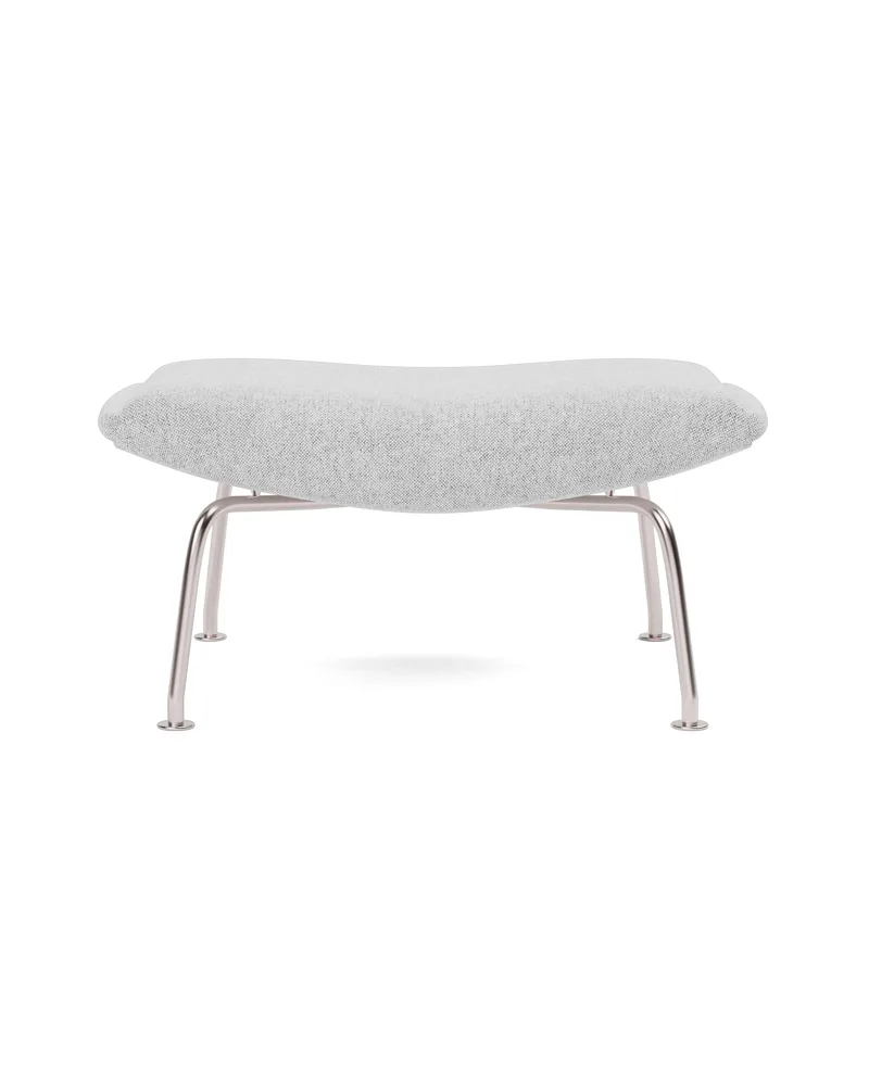 Wegner Ox Ottoman by Fredericia in Hallingdal 116, Brushed stainless steel – product photo