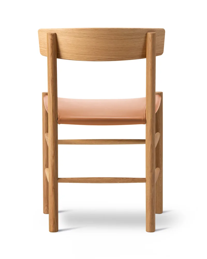 J39 Mogensen Chair Seat Upholstered van Fredericia in Leather Omni 307, Cognac, Oak oil, FSC Mix 70% – productfoto 2 van 4