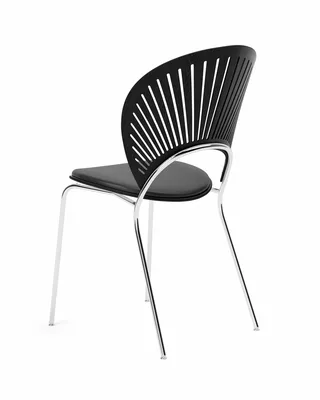 Trinidad Chair Seat upholstered by Fredericia in Leather Omni 301, Black, Black ash, FSC Mix 70%, Chrome – product photo 3 of 4