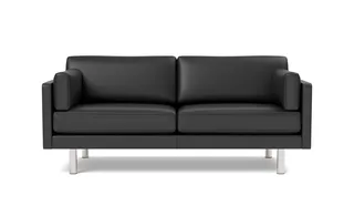 EJ220 Sofa, 2½ seater, 185 cm by Fredericia in Leather Omni 301, Black, Brushed chrome, round legs – product photo 4 of 4