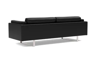EJ280 Sofa, 3 seater, 240 cm by Fredericia in Leather Omni 301, Black, Brushed chrome, sledge base (High) – product photo 2 of 4