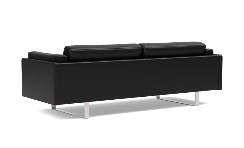 EJ280 Sofa, 3 seater, 240 cm by Fredericia in Leather Omni 301, Black, Brushed chrome, sledge base (High) – product photo 2 of 4