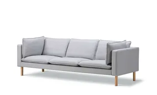 Jota Sofa on Legs, 3-pers., 231 cm by Fredericia in Twillwool 1001, Oak light oil, FSC Mix 70%, Arm cushions included – product photo 1 of 4