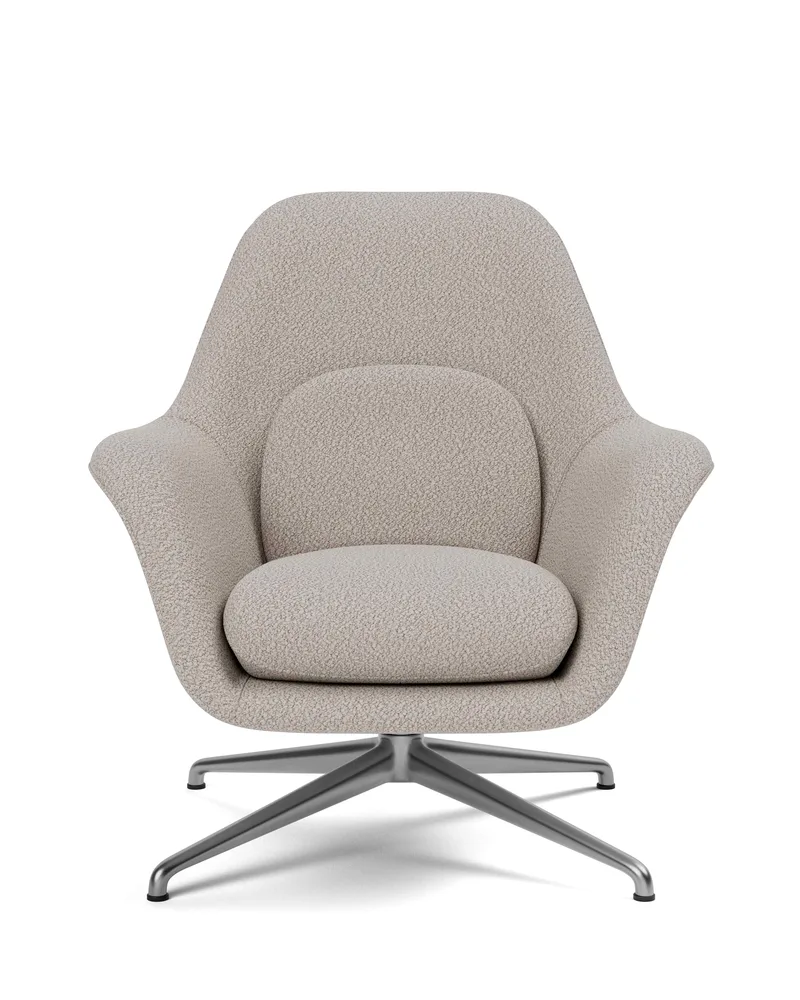 Swoon Lounge Petit Swivel base van Fredericia in Elle 230, Swivel base polished aluminium – productfoto 4 van 4