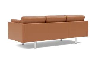 EJ220 Sofa, 3 seater, 212 cm by Fredericia in Leather Max 95, Cognac, Brushed chrome, round legs – product photo 2 of 4