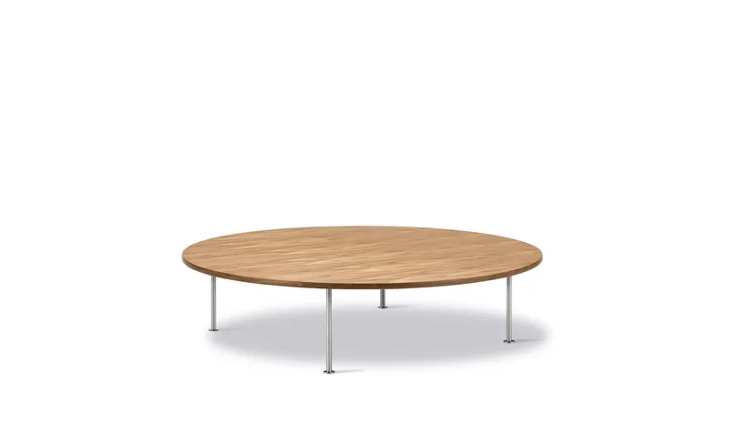 Wegner Ox Table Ø150 de Fredericia en Oak oil, Brushed stainless steel, 35 cm – photo du produit 1 sur 2