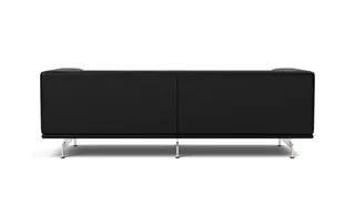Delphi Sofa, 2 seater, 205 cm von Fredericia in Leather Max 98, Black, Brushed aluminium – Produktfoto 2 von 4