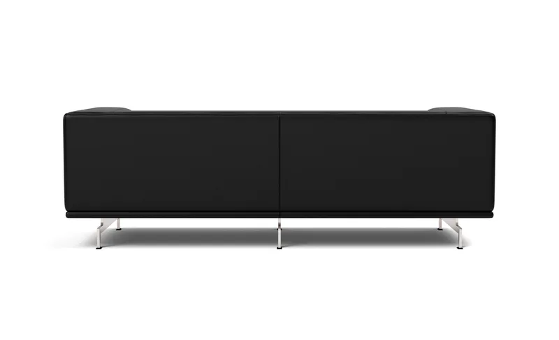 Delphi Sofa, 2 seater, 205 cm von Fredericia in Leather Max 98, Black, Brushed aluminium – Produktfoto 2 von 4