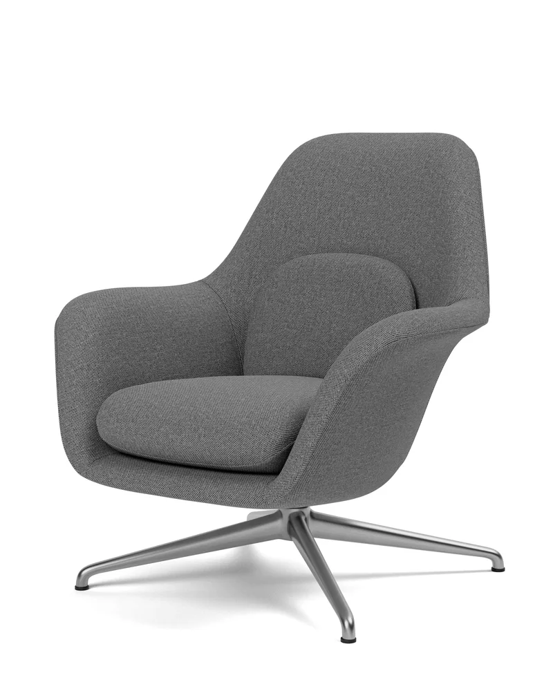 Swoon Lounge Petit Swivel base de Fredericia en Sunniva 242, Swivel base polished aluminium – photo du produit 1 sur 4