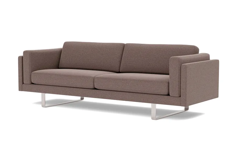 EJ280 Sofa, 3 seater, 240 cm by Fredericia in Erik 9998 Broken Grey, Brushed chrome, sledge base (High) – product photo 1 of 4