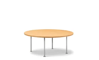 Wegner Ox Table Ø100 von Fredericia in Oak oil, FSC Mix 70%, Brushed stainless steel, 41 cm – Produktfoto 1 von 2