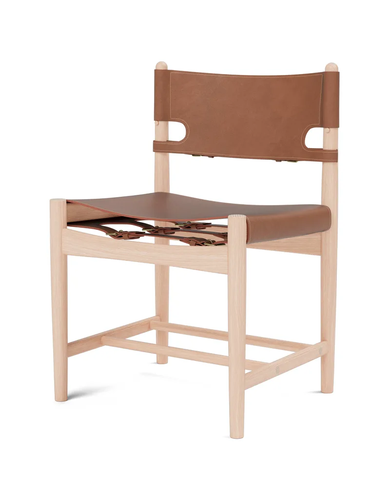 The Spanish Dining Chair von Fredericia in Leather, cognac, Oak light oil – Produktfoto 1 von 4