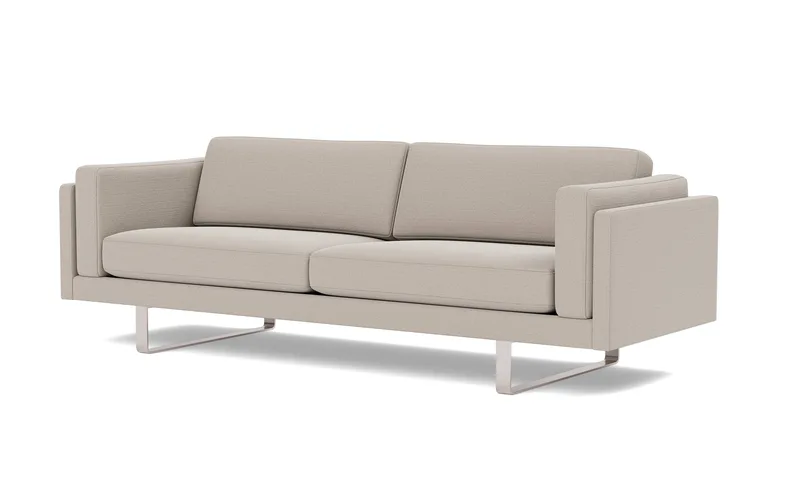 EJ280 Sofa, 3 seater, 240 cm by Fredericia in Erik 3790 Linen, Brushed chrome, sledge base (High) – product photo 1 of 4