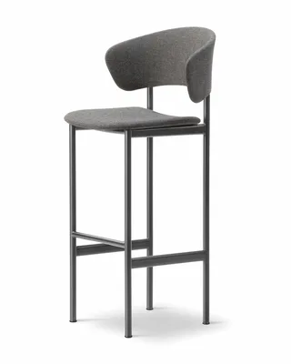 Plan Arm Barstool von Fredericia in Re-Wool 198, Black, Sh 78 cm – Produktfoto 1 von 4