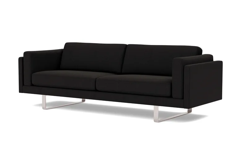 EJ280 Sofa, 3 seater, 240 cm van Fredericia in Re-Wool 198, Brushed chrome, sledge base (High) – productfoto 1 van 4