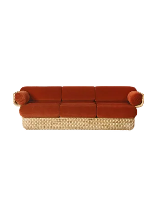 Basket Sofa by GUBI in Belsuede Special FR, Dedar (133, Standard), 3 seater, Rattan – product photo 1 of 7