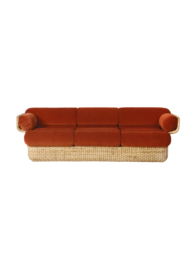 Basket Sofa by GUBI in Belsuede Special FR, Dedar (133, Standard), 3 seater, Rattan – product photo 1 of 7
