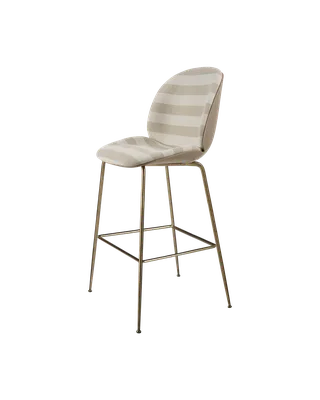 Beetle Bar Chair, 3D Veneer & Front Upholstered de GUBI en Kvadrat Sahco, Acca Stripe 0131, New Beige, Antique Brass – photo du produit 4 sur 4