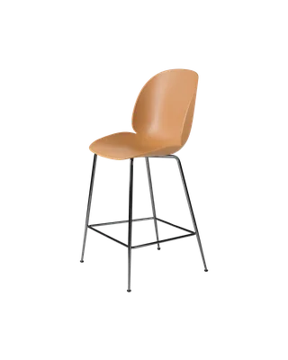 Beetle Counter Chair, Un-Upholstered von GUBI in Amber Brown, Black Chrome, Conic base – Produktfoto 3 von 3