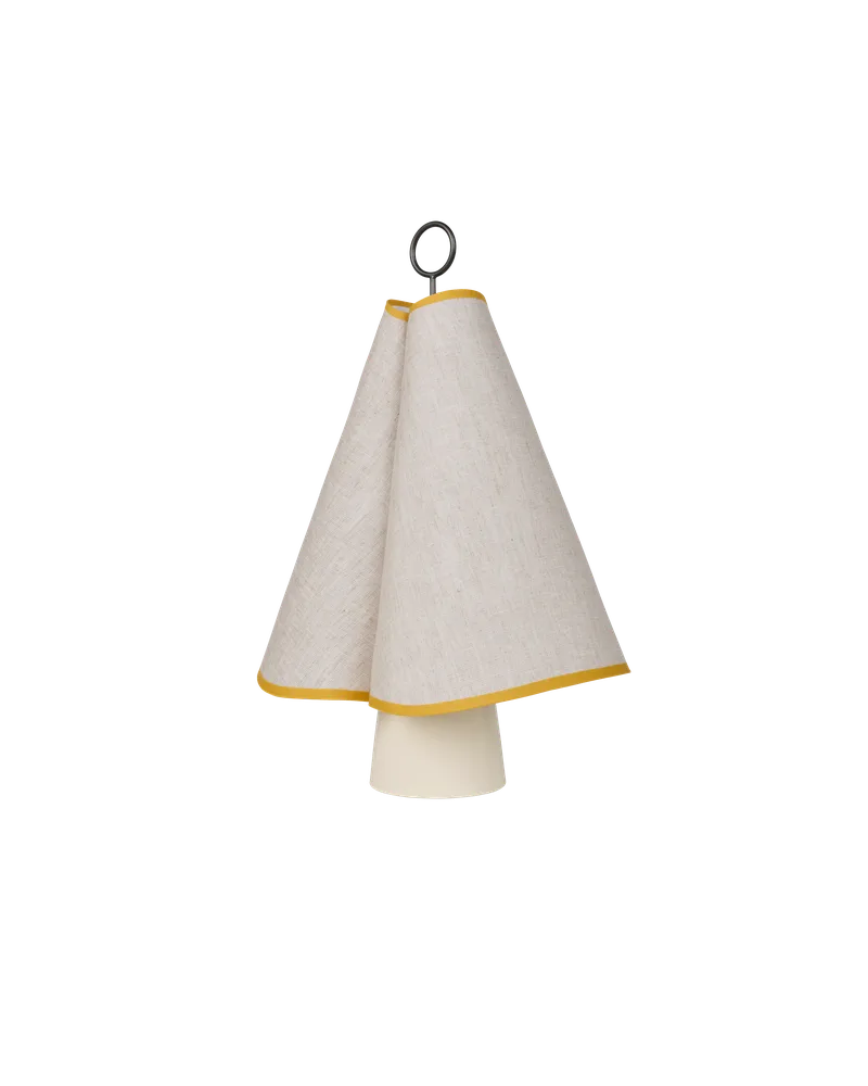 Hornbæk Portable Lamp by GUBI in Canvas, Poppy Yellow, White Ceramic – product photo