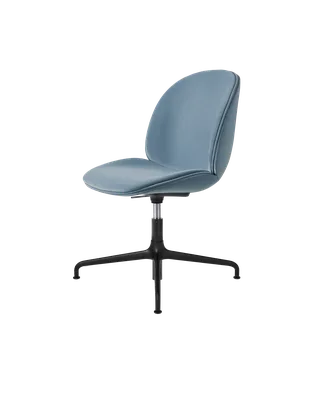 Beetle Meeting Chair, Fully Upholstered van GUBI in Sunday, Dedar (002, Standard), Height adjustable 4-star base, Matt Black – productfoto 5 van 5
