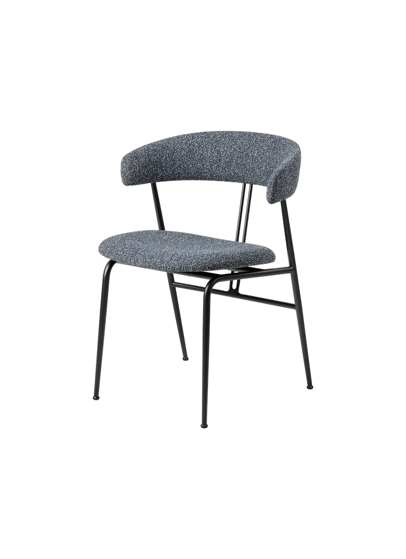 Violin Dining Chair, Fully Upholstered by GUBI in Around Bouclé, Dedar (023, Standard), Black – product photo