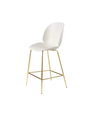 Beetle Counter Chair, Un-Upholstered von GUBI in Alabaster White, Brass Semi Matt, Conic base – Produktfoto 3 von 3