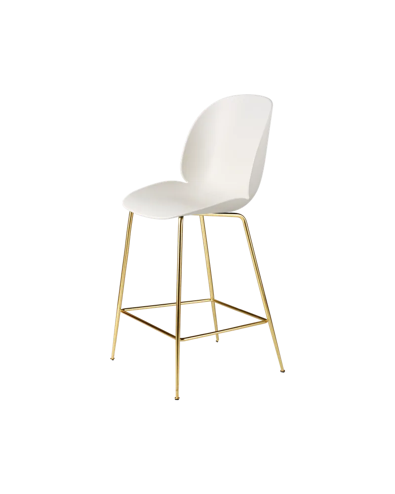 Beetle Counter Chair, Un-Upholstered von GUBI in Alabaster White, Brass Semi Matt, Conic base – Produktfoto 3 von 3