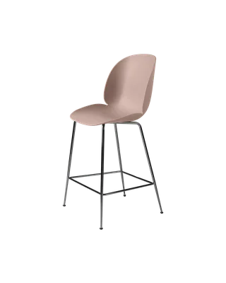 Beetle Counter Chair, Un-Upholstered von GUBI in Sweet Pink, Black Chrome, Conic base – Produktfoto 3 von 3