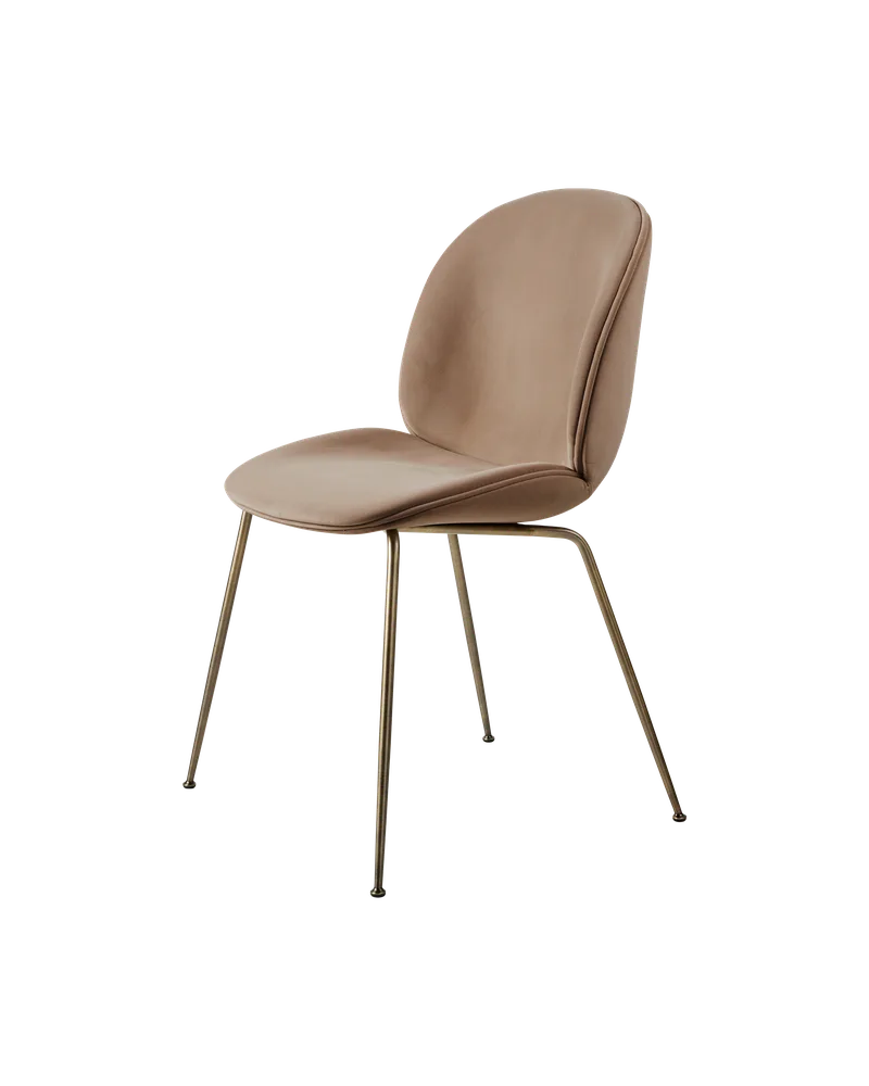 Beetle Dining Chair, Fully Upholstered von GUBI in Sunday, Dedar (034, Standard), Conic base, Antique Brass – Produktfoto 5 von 5