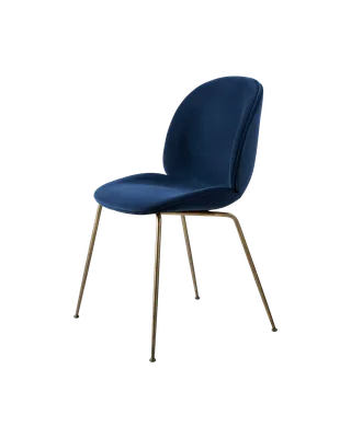 Beetle Dining Chair, Fully Upholstered von GUBI in Sunday, Dedar (003, Standard), Conic base, Antique Brass – Produktfoto 5 von 5