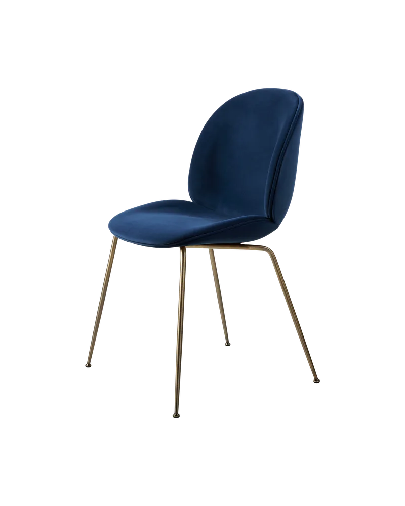 Beetle Dining Chair, Fully Upholstered von GUBI in Sunday, Dedar (003, Standard), Conic base, Antique Brass – Produktfoto 5 von 5