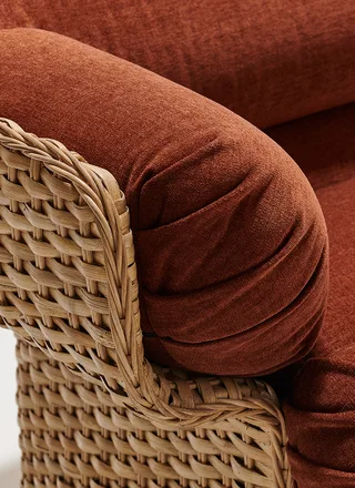 Basket Lounge Chair by GUBI in Belsuede Special FR, Dedar (133, Standard), Rattan – interior photo 5 of 7